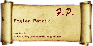 Fogler Patrik névjegykártya